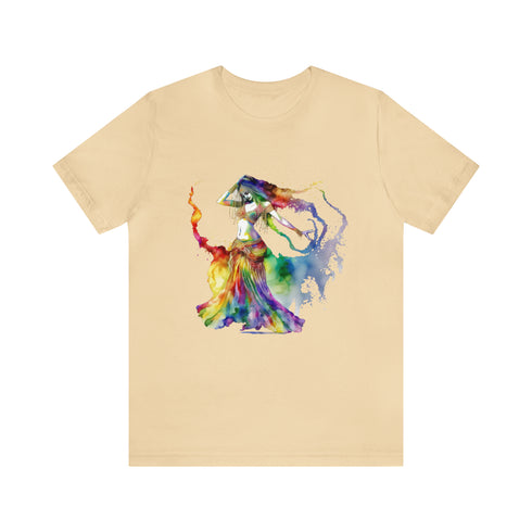 Rainbow Belly Dancer in Motion - Short Sleeve Tee Soft Cream